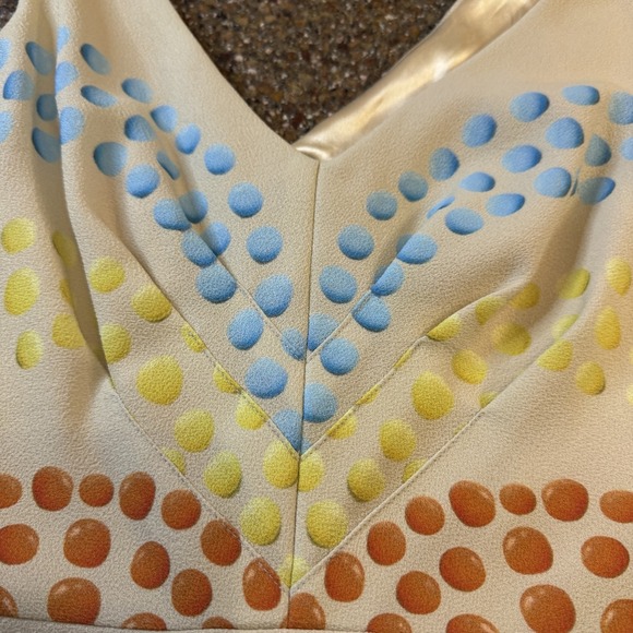 Eva Franco Dress Womens 10 Multicolor Polka Dot Fit & Flare V Neck Knee Length - Picture 4 of 11